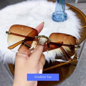 kacamata hitam tanpa bingkai bentuk mewah elegan 004