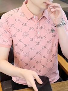 HENGYUANXIANG | Hengyuanxiang Summer Short Sleeve Polo Shirt Mens Casual Ice Silk Printed Thin T-Shirt Fashionable Urban Style Youth Clothing