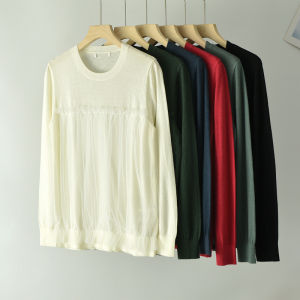 เสื้อสเวตเตอร์คอตั้งแขนยาวผ้าขนสัตว์สำหรับผู้หญิง ทรงเข้ารูป ทรงปกติ ฤดูใบไม้ร่วง 2025 สีสันสดใส หวาน เสื้อชั้นใน