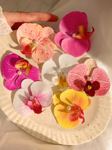 Beachy Pink Butterfly Orchid Hair Clip Womens Summer Side Bangs Duckbill Hair Clip Popular Hair Accessories Headwear