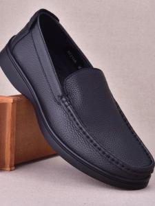 Leather Slip-On Driving Shoes Casual Breathable Anti-Slip Elderly Mens Footwear Comfortable Spring Summer New Style round Toe