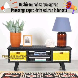 Ready stok meja rottan sintetis 2 laci