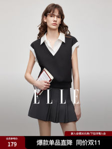 เสื้อยืดแขนสั้นผู้หญิง ELLE ดีไซน์โมเดิร์น ฤดูร้อน 2025 เสื้อยืดคอโปโลแขนสั้นสไตล์ย้อนยุค ทรงเข้ารูป ผ้าฝ้ายผสมโพลีเอสเตอร์