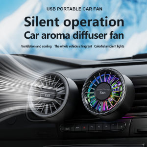 New car aromatherapy fan USB cool seven color ambient lighting three adjustable car fans large truck van car fan