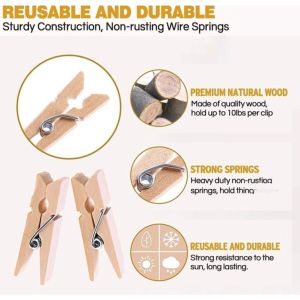 50pcs Original wood color clip creative wood clip decorative wooden clip DIY handmade photo clip natural color wood clip