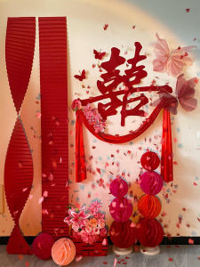 Wedding Decoration Kit Bedroom Photo Background Wall Hanging Streamers Couples Bedroom Decor Festive Wedding Supplies