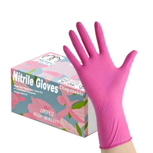 ถุงมือไนไตรล์สีชมพู 100 ชิ้น กันน้ํา ทนน้ํามัน และเป็นมิตรกับผิวหนัง เหมาะสําหรับล้างจานและเครื่องมือทําความสะอาดในครัวเรือน