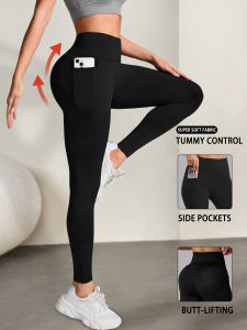 Super Soft Sports Leggings for Women with Pockets High Waisted Tummy Control Workout Yoga Running