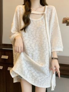 Korean-Style Simple and Irregular Pure Color Medium-Length Slimming T-Shirt Dress for Women Summer Fashion Versatile Short Sleeve