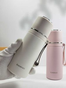 Portable Bullet-Shape Double-Use Insulated Stainless Steel Water Bottle 316 Grade with Carrying Rope for Men Women Children