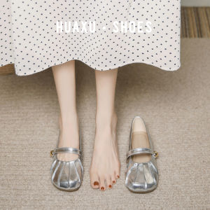 Retro Silver Ballet Mary Jane Shoes Soft Bottom Single Shoes for Women Matching Skirts Ideal Maid of Honor Footwear Spring Autumn