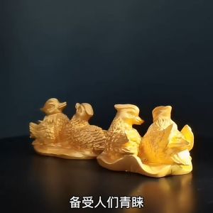 Patung Pajangan Bebek Mandarin Pajangan Bebek Simbol Cinta Sejati Feng Shui Bebek Mandarin Emas