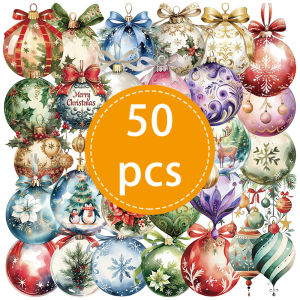 50PCS Creative Christmas Bell Transparent Sticker Children Stationery Skateboard Phone  Luggage Decoration Decals Reward Toys