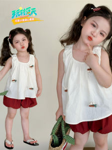 Cute Rabbit Doll Vest And Bloomer Pants Set for Girls Summer Childrens Fashion Trendy Two-Piece Suit Sweet Style Baby Clothes