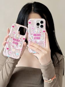 Creative Korean Style Colorful Heart Letter iPhone16Promax 15Pro Cute Girl 14Pro/13Proma Full Cover Anti-Slip Protection Case