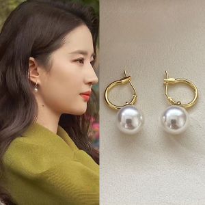 Luxurious Pearl Earrings Womens Fashionable Vintage French Style Hoop Earrings Celebrity Favorite Light Luxury Sensation