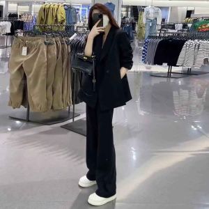 ชุดสูทผู้หญิง ชุดทำงานสไตล์ลำลอง 2 ชิ้น ทรงเข้ารูป เส้นใยโพลีเอสเตอร์ สีพื้น ปกติ แขนยาว ปกติ