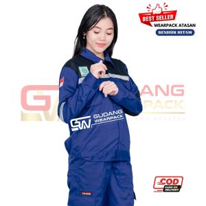 Wearpack Atasan Warna BENHUR HITAM(Baju Kerja)- Resleting - Lengan panjang