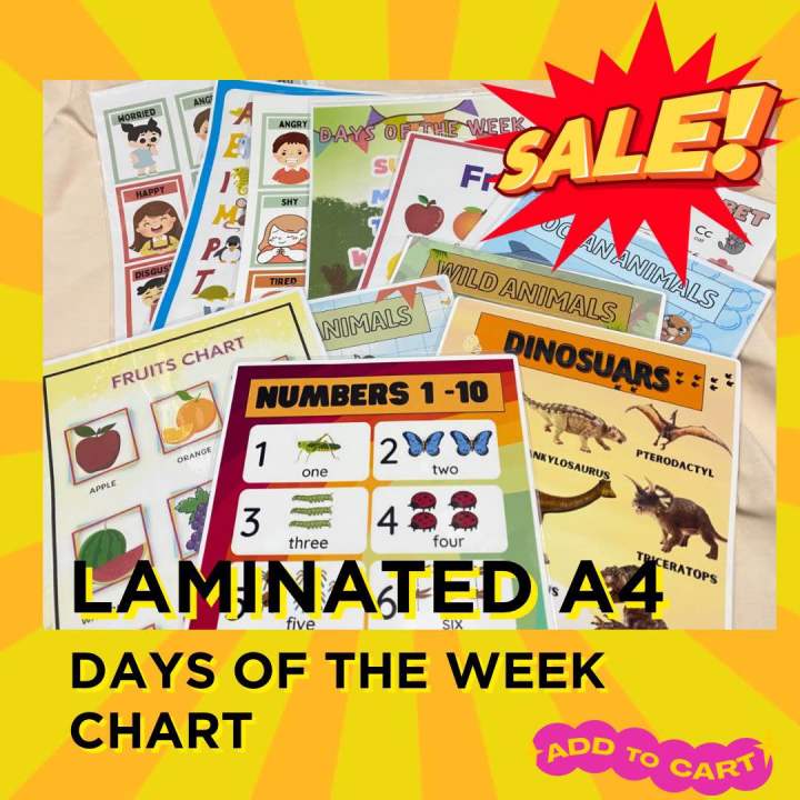 Days of the Week (LAMINATED CHART A4size) | Lazada PH