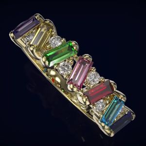 Kemstone แหวนเงิน925หลากสี4A แหวนเพทายสี่เหลี่ยมสำหรับผู้หญิงชุบทองสำหรับเป็นของขวัญเครื่องประดับของผู้หญิง