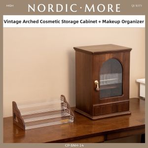 NORDIC MORE | Mid-century Style Large Capacity Wood Cosmetic Storage Box