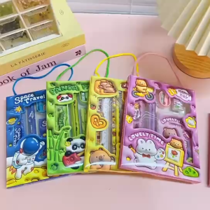 Set alat tulis kartun lucu untuk siswa sekolah dasar / pelengkapan sekolah / hadiah taman kanak-kanak / kotak hadiah alat tulis portabel grosiran / souvenir