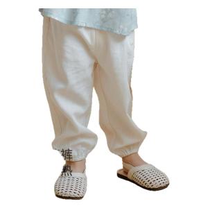 OAK FAMILY | กางเกงขายาวทรงลำลองผ้าลินินผสมลินินและเทลเลอร์สำหรับเด็กชายและเด็กหญิง Oak Family กางเกงขายาวฤดูร้อนสำหรับเด็ก