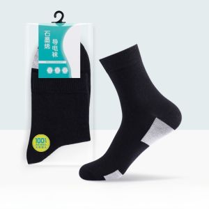 Graphene Conductive Socks Mens Mid-Calf Cotton Socks Womens Functional Socks Pure Cotton Anti-Odor Energy Socks Light-Up Magnet  Socks