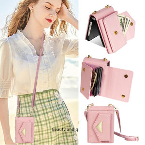 Crossbody Wallet Case for Samsung Galaxy Z Flip5 Z Flip4 Leather Case with Card Holder Women Strap Lanyard Handbag Purse Cover Kickstand Case for Z Flip3 Case