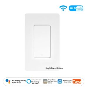 MOES | MOES Tuya Wi-Fi Nút Thông Minh Gắn Tường Công Tắc Gắn Tường US Single-Live Wire Tương Thích Với Alexa Google Home Không Cần Dây Trung Tính