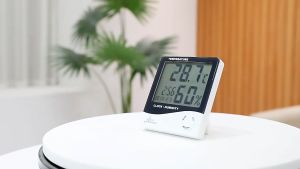 Digital Temperature Humidity Meter Thermometer  Clock LCD Electronic Hygrometer HTC 1 Weather Station Home Indoor Outdoor