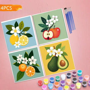 HUACAN 4PCS Frameless Adults Colorful Oil Painting Paint By Numbers Fruit Food Design Perfect Choice For Home Decoration