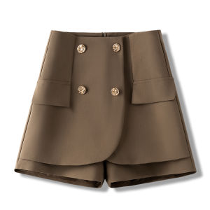 La Chapelle Woolen A-Line Mini Skirt Pants Fashionable Wide Leg Boot Pants Outerwear High Waist Commute Style Ladies Trousers