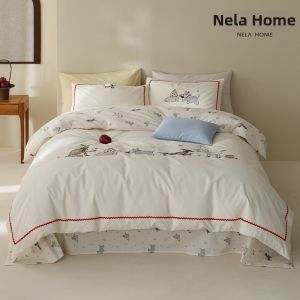 NELA HOME | All Season Cotton Sateen Duvet Cover Set Thick Fleece Cartoon