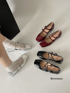 2024 New Retro French Style Womens Shoes with Medium High Heels and Superfine Fiber Interior for Youth Birthday Party