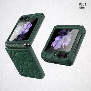 Premium Womens Full Cover Folding Phone Case for Samsung Galaxy Flip5 Flip7 W24 Flip6 Creative Protective Shell with Hinge