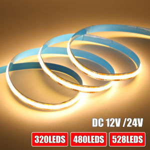 DC 12V 24V COB LED Strip IP20 3000K 4000K 6000K Flexible LED Tape 320/480/528 LEDs/M Home Decor Lighting 0.5M-5M