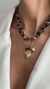 Ingemark | Ingemark Elegant CCB Heart Shape Pendant Choker Necklace Women Trend Punk Gold Color Metal Chiffon Fabric Neck Chain New Jewelry