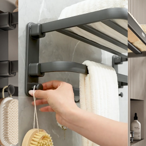 ECOCO Alumunium Folding Towel Rack - Rak Handuk Lipat Aluminium Gantungan Handuk Dinding Lipat Rak Handuk Aluminium Lipat Serbaguna Tempat Handuk Lipat Dinding Rak Gantung Handuk Lipat Minimalis Rak Jemuran Handuk Lipat Aluminium Rak Handuk Dinding Lipat