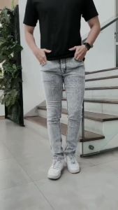 Celana Jeans Pria Long Pants Denim Slimfit Men Stretch - Black Jazz Whisker