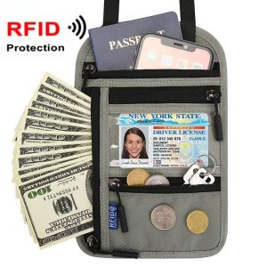 [READY STOCK]Neck Wallet RFID Blocking Passport Holder Wallet Waterproof Multifunctional Security Travel Neck Pouch