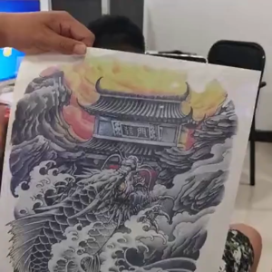 Full Back Lightning Dragon Tattoo Sticker Color Waterproof and Durable Realistic Social Domineering Men Back Raptors Realistic Canglong