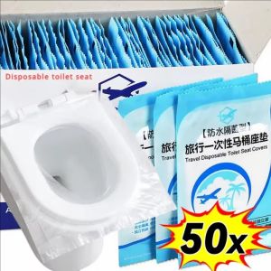 50pcs Disposable Toilet Seat Cover / Portable Waterproof Toilet Mat / Travel Toilet Seat Protectors Pad Bathroom Accessories