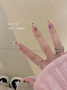 Nhựa Giả Móng Tay Thủ Công Dopaamine Colorful Candy Nail Art Stickers Phong Cách Mới Dễ Thương Giảm Màu Trắng Cao Cấp