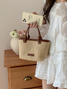 Summer Vacation Beach Style Woven Handbag Fashionable Rope Knot Basket Bag Crossbody Bag Durable Polyester Lining Magnetic Buckle Closure