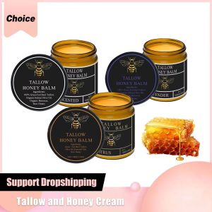 Beef Tallow Face Cream Organic Raw Honey Balm Skin Care Brightening Grass-Fed Natural Whipped Body Moisturizer Hydrating Lotion