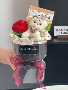 Handmade Twisted Stick Cute Little Dog Doll Flower Bouquet Finished Product Girls Birthday Gift Valentines Day Gift Graduation