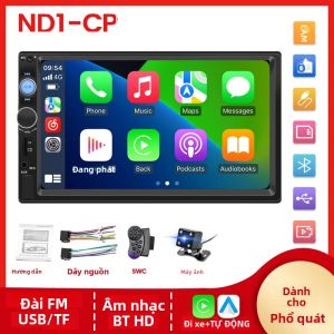 Đầu Phát Đa Phương Tiện Video Radio 7 Inch 2DIN CarPlay Android Auto Với Camera Hậu FM BT SWC AUX USB ISO Dành Cho Ô Tô Thông Dụng