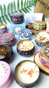 Nến thơm hoa khô sáp đậu nành an toàn phong cách Bắc Âu - Cao cấp có hộp