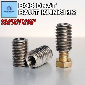 BOS DRAT M8 x 1/2 SPESIFIKASI DALAM BAUT KUNCI 12 x LUAR STUD 1/2 DRAT KASAR MENGATASI DRAT LUBANG BAUT YANG AUS DOL SLEK ATAU RUSAK BOSH DRAT BOSS DRAT OVER BOSS PERBOSS VERBOSS SOK DRAT SHOCK DRAT TAP BAUT BAUD